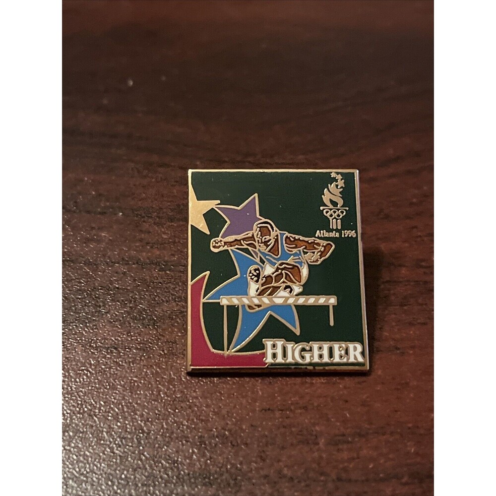 Vintage 1996 Atlanta Olympics Track Hurdles “Higher” Lapel Hat Pin‎